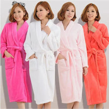 Load image into Gallery viewer, Unisex Comfortable Fleece Soft Bathrobes Elegant Sleepwear For Men And Women Winter Indoor Warm Bathrobe
