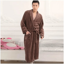 Load image into Gallery viewer, Unisex Comfortable Fleece Soft Bathrobes Elegant Sleepwear For Men And Women Winter Indoor Warm Bathrobe
