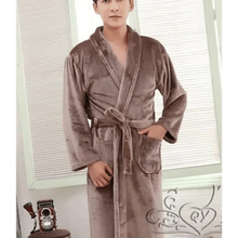 Load image into Gallery viewer, Unisex Comfortable Fleece Soft Bathrobes Elegant Sleepwear For Men And Women Winter Indoor Warm Bathrobe
