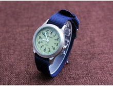 Load image into Gallery viewer, Unisex Fashion Nylon Fabric Kids Children Watch Sport Thin Students Canvas Quartz Dress Wristwatch Military Time Watch  Field Outdoor Sport Mens Wristwatch With Slip-Thru Nylon Band
