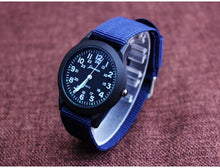 Load image into Gallery viewer, Unisex Fashion Nylon Fabric Kids Children Watch Sport Thin Students Canvas Quartz Dress Wristwatch Military Time Watch  Field Outdoor Sport Mens Wristwatch With Slip-Thru Nylon Band
