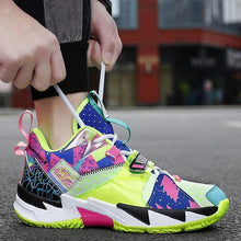 Load image into Gallery viewer, Unisex Modern Breathable Soft High Top Basketball Shoes Outdoor Street Sneakers Men Fashion Rainbow Basketball Shoes Fashion Sports Shoes Breathable Non-Slip Soft Sneakers
