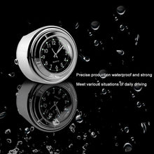 Load image into Gallery viewer, Universal 7/8" Waterproof Chrome Motorcycle Bike Handlebar Mount Quartz Clock Motorcycle Handlebar Clock, Motorcycle Modification Handlebar Mount Waterproof Quartz Clock Watch Accessories Watch Aluminum Luminous Clock Moto Black
