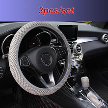 Load image into Gallery viewer, Universal Ice Silk Steering Wheel Cover Wear-resistant Anti-slip Car Accessories Microfiber Breathable Ice Silk Steering Wheel Cover Gear Handbrake Breathable Anti-Slip Warm  Steering Wheel Cover Winter Cool Summer Cover Interior

