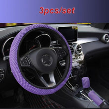Load image into Gallery viewer, Universal Ice Silk Steering Wheel Cover Wear-resistant Anti-slip Car Accessories Microfiber Breathable Ice Silk Steering Wheel Cover Gear Handbrake Breathable Anti-Slip Warm  Steering Wheel Cover Winter Cool Summer Cover Interior
