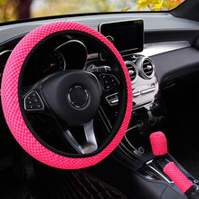 Load image into Gallery viewer, Universal Ice Silk Steering Wheel Cover Wear-resistant Anti-slip Car Accessories Microfiber Breathable Ice Silk Steering Wheel Cover Gear Handbrake Breathable Anti-Slip Warm  Steering Wheel Cover Winter Cool Summer Cover Interior
