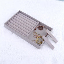 Load image into Gallery viewer, Upgrade Velvet Jewelry Storage Box Necklace Stackable Display Tray Bracelet Earring Organizers Handicrafts Drawer Box Grey Stackable Jewelry Inserts Compartments Velvet Display Storage Box for Necklace
