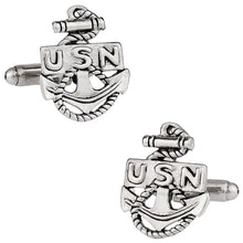 Load image into Gallery viewer, US Navy Anchor Cufflinks Silver
