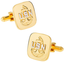 Load image into Gallery viewer, US Navy Cufflinks E7 Chief Petty Officer CPO USN Gold Silver
