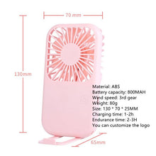 Load image into Gallery viewer, USB Mini Fan Portable Pocket Fan Cartoon Handheld Desktop Rechargeable Standing Fan Three Gear Wind Speed Regulation Battery Operated USB Small Fan with 3 Speeds for Home Office Car Outdoor Travel
