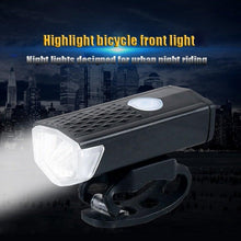 Load image into Gallery viewer, USB Rechargeable  3 Mode Bicycle Front Light Lamp Bike Headlight Cycling LED Powerful Bicycle Front Headlight Waterproof Bike Headlight End Tail Light Set 300 Lumen
