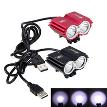 Load image into Gallery viewer, USB Waterproof Bike Light LED Front Bicycle Headlight Dual Lamps Super Bright LED Cycling Bike Light Front Headlight 4 Modes Bikelight Headlamp Rechargeable USB Led Lamp 8000LM
