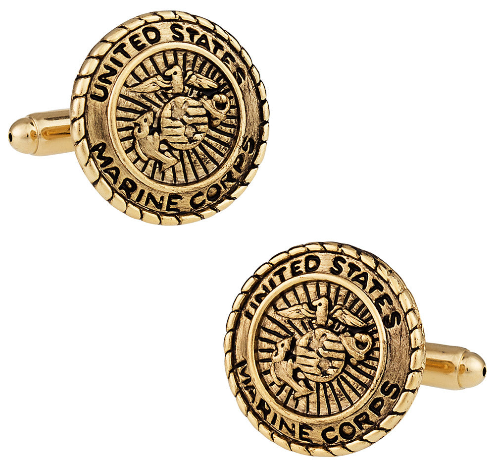 USMC Marine Corp Cufflinks Gold