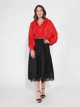 Load image into Gallery viewer, V-Neck Long Sleeve Ruffle Detailed Crop Top
