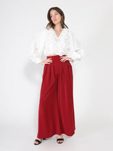Load image into Gallery viewer, V-Neck Long Sleeve Ruffle Detailed Crop Top
