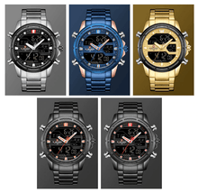 Load image into Gallery viewer, Mens Wrist Watch, Waterproof Analog Digital Watches Multifunction Stainless Steel Business Watches For Man Perfect Gift
