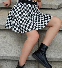 Load image into Gallery viewer, Dark Girl High Waist Plaid Stitching Skirt - # GIAA23710001
