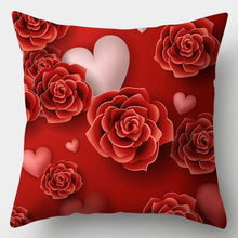 Load image into Gallery viewer, Valentines Day Red Heart And Flowers Pillow Cover Decorative Cushion Case Home Decor Sofa Couch Bedroom Car Flower Pillow Covers Love Pillow Covers Decorative Linen Square Throw Pillow Covers Couple Cushion Cases Home Decor for Sofa Bedroom Car  45x45cm
