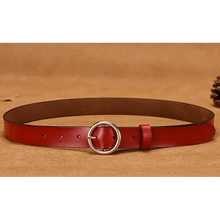Load image into Gallery viewer, Vintage Simple Round Buckle Female Pin Leather Straps 105CM Belts For Women Unique Design Dresses Jeans Classic Round Waistband

