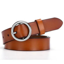 Load image into Gallery viewer, Vintage Simple Round Buckle Female Pin Leather Straps 105CM Belts For Women Unique Design Dresses Jeans Classic Round Waistband

