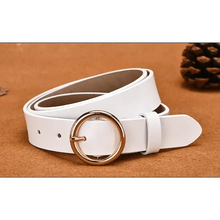 Load image into Gallery viewer, Vintage Simple Round Buckle Female Pin Leather Straps 105CM Belts For Women Unique Design Dresses Jeans Classic Round Waistband
