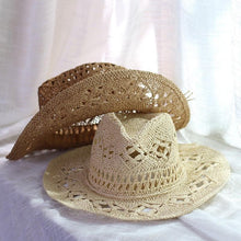 Load image into Gallery viewer, Vintage Straw Cowboy Hat Hand Made Beach Straw Hat Summer Outdoor Men's And Women's Big Brim Sun Hat  Elegant Party Cap Sun Protection Unisex Hats Breathable Hat
