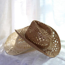 Load image into Gallery viewer, Vintage Straw Cowboy Hat Hand Made Beach Straw Hat Summer Outdoor Men's And Women's Big Brim Sun Hat  Elegant Party Cap Sun Protection Unisex Hats Breathable Hat
