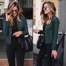 Load image into Gallery viewer, Vintage Style Autumn Ladies PU Leather Jacket For Women Slim Casual Soft Moto Biker Faux Leather Jacket For Female Coat Quality Basic Streetwear
