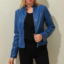 Load image into Gallery viewer, Vintage Style Autumn Ladies PU Leather Jacket For Women Slim Casual Soft Moto Biker Faux Leather Jacket For Female Coat Quality Basic Streetwear
