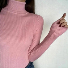 Load image into Gallery viewer, Vintage Style Autumn Winter Thick Sweater For Women Knitted Ribbed Pullover Sweater Long Sleeve Turtleneck Slim Jumper Soft Warm Pullover
