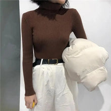 Load image into Gallery viewer, Vintage Style Autumn Winter Thick Sweater For Women Knitted Ribbed Pullover Sweater Long Sleeve Turtleneck Slim Jumper Soft Warm Pullover

