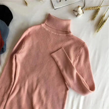 Load image into Gallery viewer, Vintage Style Autumn Winter Thick Sweater For Women Knitted Ribbed Pullover Sweater Long Sleeve Turtleneck Slim Jumper Soft Warm Pullover
