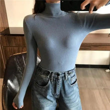 Load image into Gallery viewer, Vintage Style Autumn Winter Thick Sweater For Women Knitted Ribbed Pullover Sweater Long Sleeve Turtleneck Slim Jumper Soft Warm Pullover

