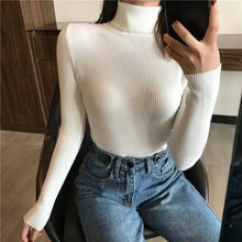 Load image into Gallery viewer, Vintage Style Autumn Winter Thick Sweater For Women Knitted Ribbed Pullover Sweater Long Sleeve Turtleneck Slim Jumper Soft Warm Pullover

