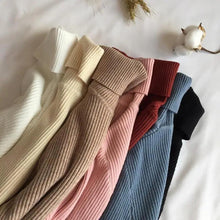 Load image into Gallery viewer, Vintage Style Autumn Winter Thick Sweater For Women Knitted Ribbed Pullover Sweater Long Sleeve Turtleneck Slim Jumper Soft Warm Pullover
