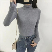 Load image into Gallery viewer, Vintage Style Autumn Winter Thick Sweater For Women Knitted Ribbed Pullover Sweater Long Sleeve Turtleneck Slim Jumper Soft Warm Pullover
