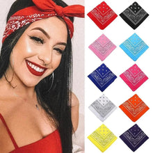 Load image into Gallery viewer, Vintage Style Print Bandana Hair Bands for Girls Women Headband Square Scarf Face Mask Cross Turban Bandanas Headwear
