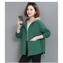 Load image into Gallery viewer, Vintage Style Women's Coat Hooded Jacket Long Sleeve Zipper Pockets Casual Windbreaker Basic Jackets Outerwear Plus Size 4XL E25
