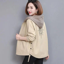 Load image into Gallery viewer, Vintage Style Women's Coat Hooded Jacket Long Sleeve Zipper Pockets Casual Windbreaker Basic Jackets Outerwear Plus Size 4XL E25
