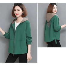 Load image into Gallery viewer, Vintage Style Women's Coat Hooded Jacket Long Sleeve Zipper Pockets Casual Windbreaker Basic Jackets Outerwear Plus Size 4XL E25

