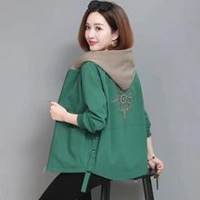 Load image into Gallery viewer, Vintage Style Women's Coat Hooded Jacket Long Sleeve Zipper Pockets Casual Windbreaker Basic Jackets Outerwear Plus Size 4XL E25
