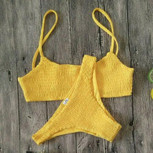 Load image into Gallery viewer, Vintage Women Push-up Padded Bra Bikini Set Pleated Swimsuit Women's Detachable Padded Cutout Push Up Striped Bikini Set Two Piece Swimsuit Swimming Beach Bathing Costume Classic Bikini Set
