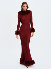 Load image into Gallery viewer, Mellie Burgundy Regular-Length Rhinestone Mesh Low Back Mermaid Gown
