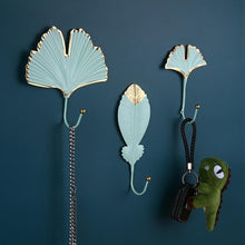 Load image into Gallery viewer, Wall Coat Rack Clothes Hanger Home Decoration Accessories Wall Hooks for Hanging Clothes Blue Leaves/Golden Leaves Home Storage Decorative Leaves Iron Hooks Tropic Plant Wall Mounted Single Clothes Hangers Decorative Hanger Hanging Hooks
