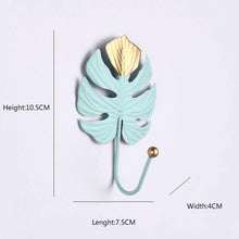 Load image into Gallery viewer, Wall Coat Rack Clothes Hanger Home Decoration Accessories Wall Hooks for Hanging Clothes Blue Leaves/Golden Leaves Home Storage Decorative Leaves Iron Hooks Tropic Plant Wall Mounted Single Clothes Hangers Decorative Hanger Hanging Hooks
