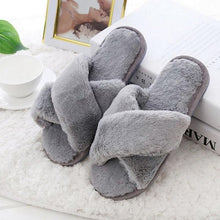 Load image into Gallery viewer, Warm Fluffy Slippers Women Faux Fur Slipper Indoor Floor Slides Flat Soft Furry House Warm Comfortable Fuzzy Furry Bedroom Slippers Indoor Cozy Memory Foam Anti-Slip Flip Flops
