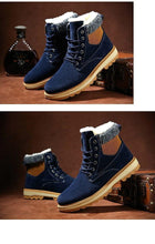 Load image into Gallery viewer, Warm Winter Mens Snow Boots Warm Fur Winter Shoes Mens Boots Footwear Ankle Boots Warm Fur Lined Winter Water-Resistan Waterproof Outdoor Snow Autumn Boots
