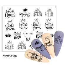 Load image into Gallery viewer, Water Decal Nail Art Decorations Nail Sticker Tattoo Full Cover Beauty Decals Manicure Supplies Accessories  Women Kids Girls Manicure Decoration Nail Art Supplies 3D Self-Adhesive Nail Decals Designer Nail Stickers for Acrylic Nails
