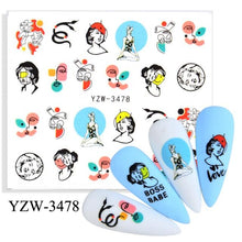 Load image into Gallery viewer, Water Decal Nail Art Decorations Nail Sticker Tattoo Full Cover Beauty Decals Manicure Supplies Accessories  Women Kids Girls Manicure Decoration Nail Art Supplies 3D Self-Adhesive Nail Decals Designer Nail Stickers for Acrylic Nails
