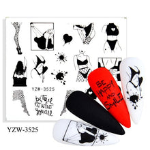 Load image into Gallery viewer, Water Decal Nail Art Decorations Nail Sticker Tattoo Full Cover Beauty Decals Manicure Supplies Accessories  Women Kids Girls Manicure Decoration Nail Art Supplies 3D Self-Adhesive Nail Decals Designer Nail Stickers for Acrylic Nails
